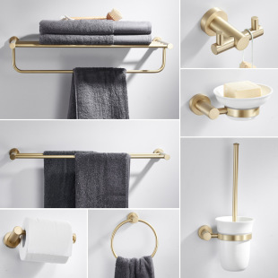 Bathroom All Copper Golden Towel Rack Brass Brass Brass Braced Storage Rack Nordic Bathroom Hardware Pendant suit