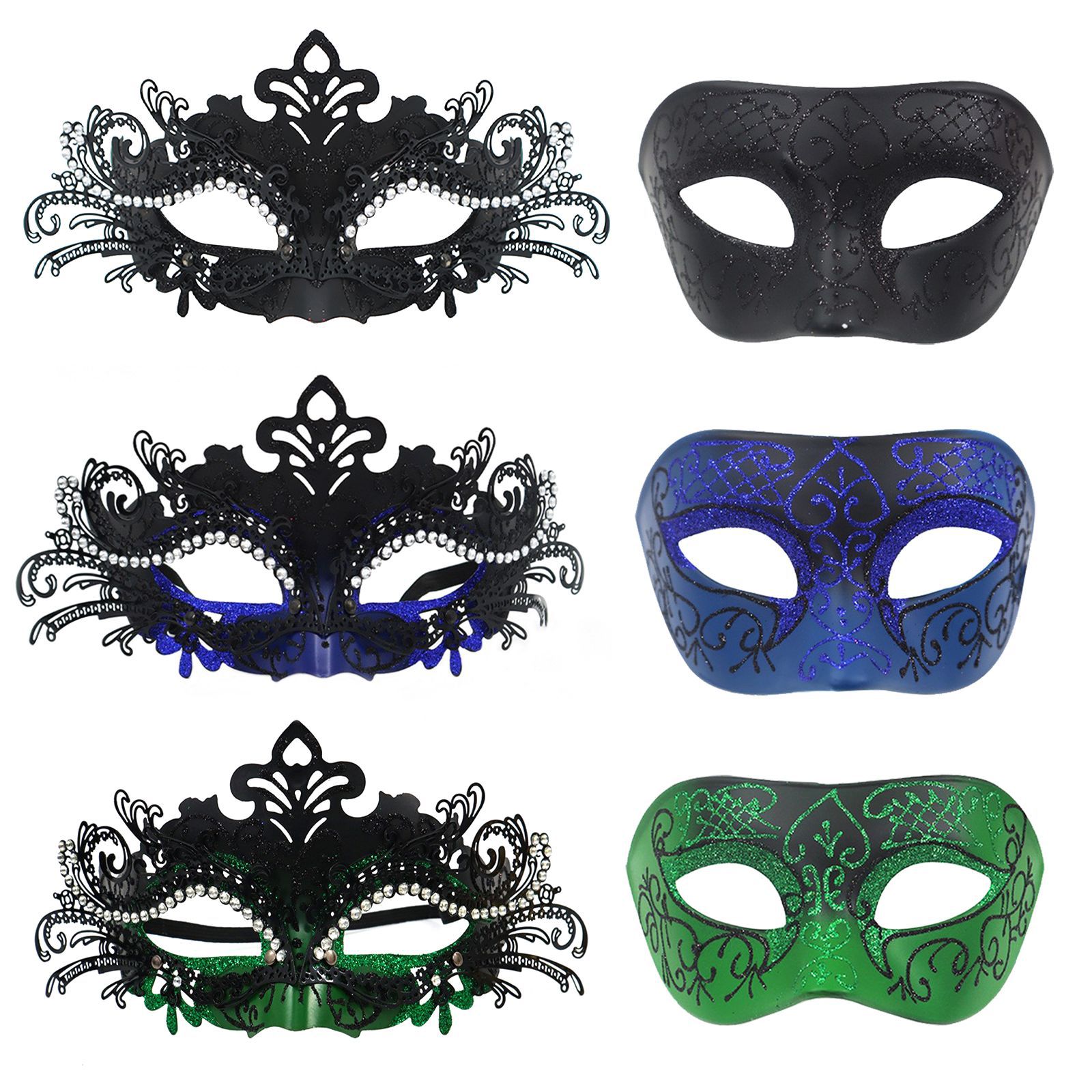 Ventas transfronterizas máscaras de hierro forjado de plástico de alta calidad máscaras de maquillaje de plástico pintadas máscaras de carnaval