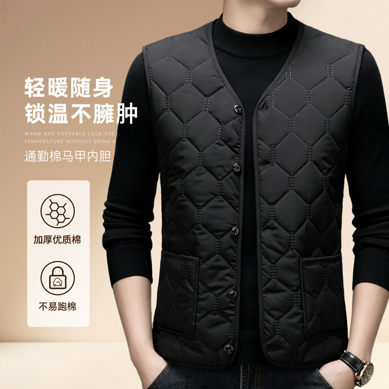 Middle-aged and elderly men's winter fleece-lined thickened home-warm casual vest for dad, autumn and winter senior's sleeveless jacket Middle-aged and elderly men's winter fleece-lined thickened home-warm casual vest for dad, autumn and winter senior's sleeveless jacket