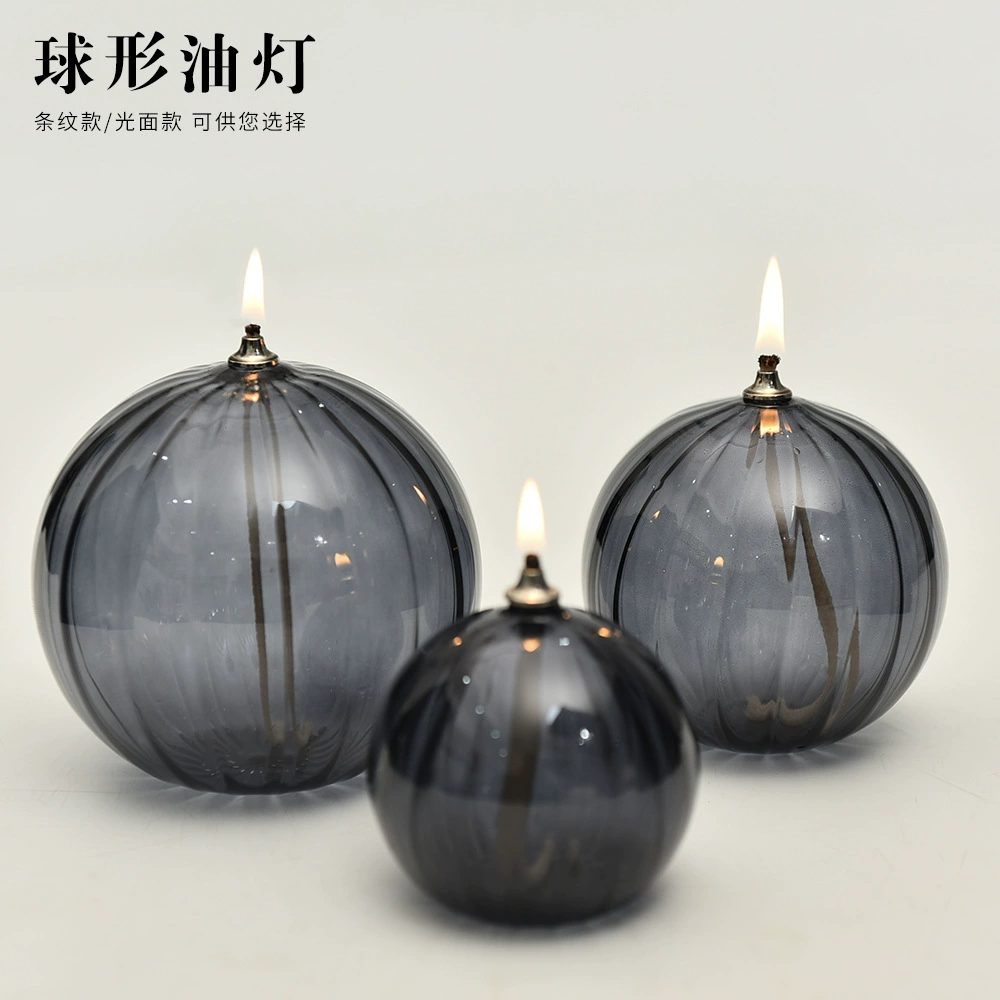 Креативная цветная полоска круглой стеклянной масляной лампы подсвечник простой современный домашний рабочий стол бездымная масляная лампа