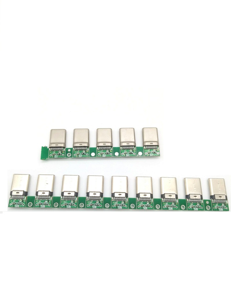 USB 3.1 Type-C公头 USB-C拉伸带板 2.0PCB 56k电阻 支持快充