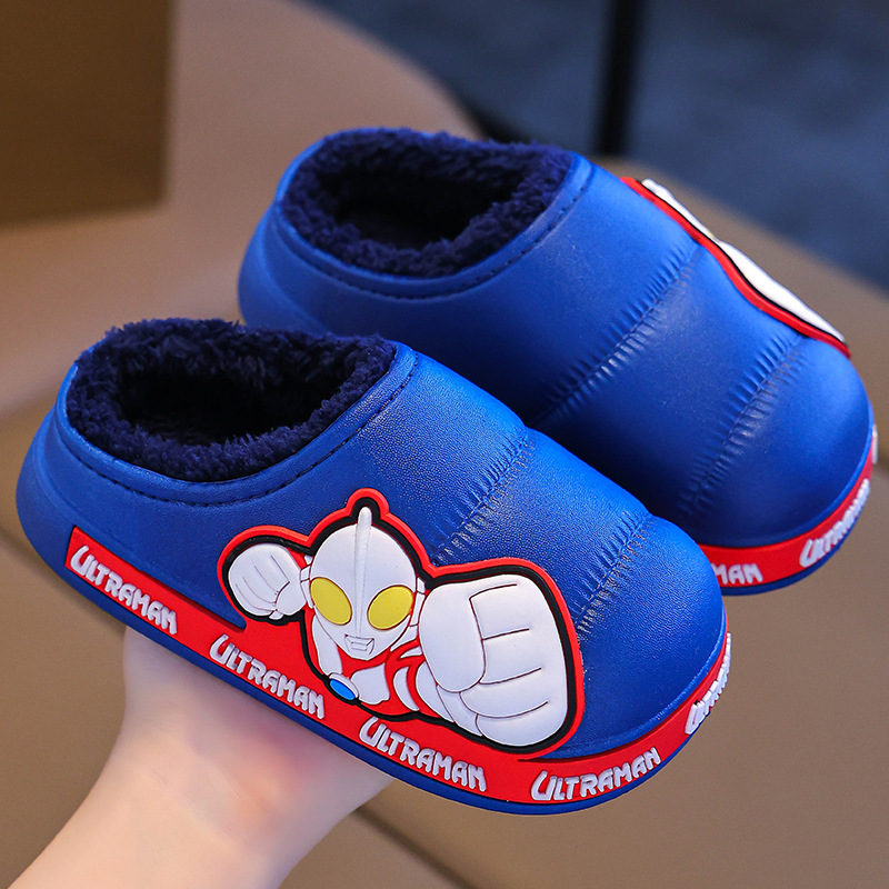 Altman otoño y invierno zapatillas de algodón para niños calentamiento de lana impermeable en el hogar para niños mayores zapatos de talón de algodón