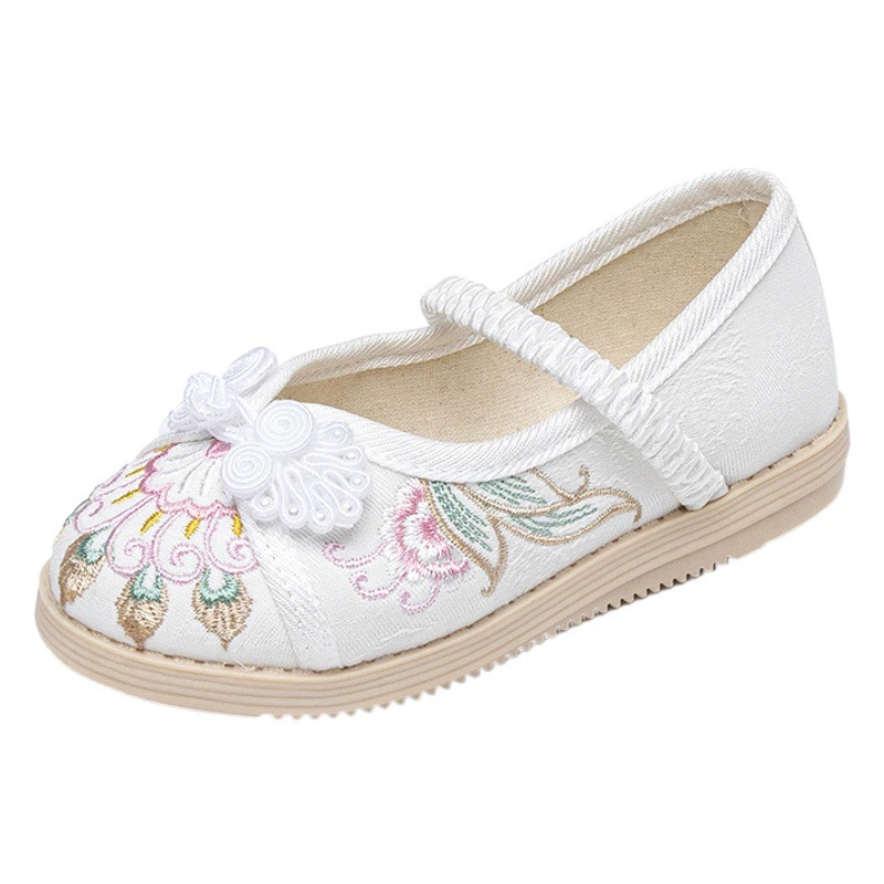 Обувь Hanfu для девочек, традиционная детская обувь с вышивкой, старинные тканевые туфли в стиле старого Пекина, вышивка в стиле маленькой принцессы Тан, китайский стиль.