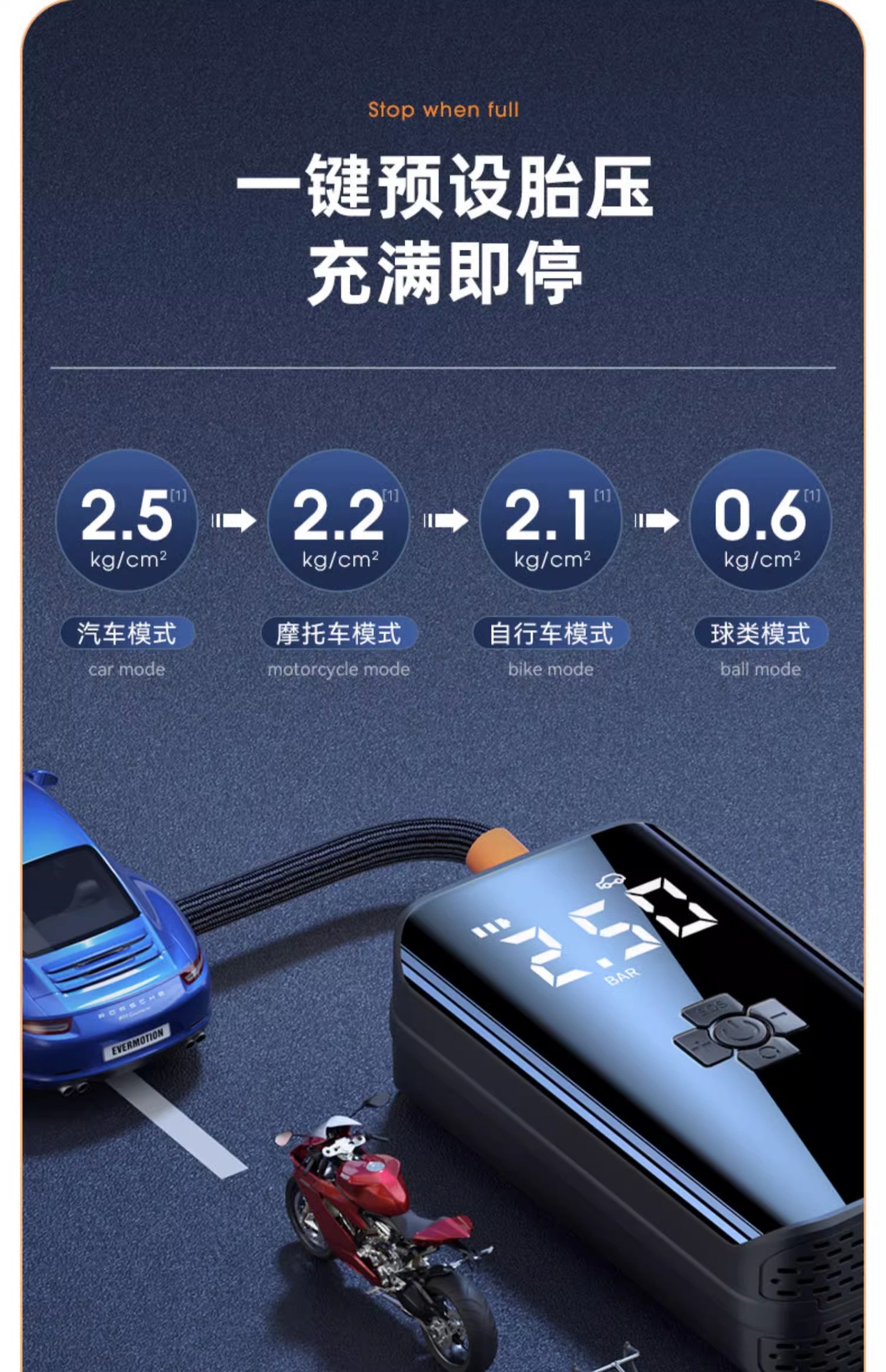 Car Air Pump Starting from One Piece High-Pressure Air Pump Automatic Charging and Stoping Car Tire Electric Lighting High Power