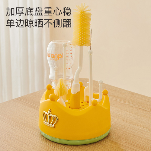 Bottle Brush Newborn Baby Special Straight Handle Silicone Pacifier Straw Brush Cleaning Draining Rack Cleaning Rack Set