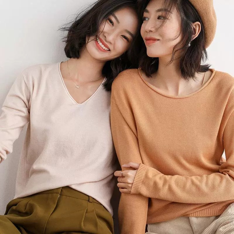 现货批发2024春秋新款针织衫女圆领韩版宽松内搭毛衣女百搭打底衫