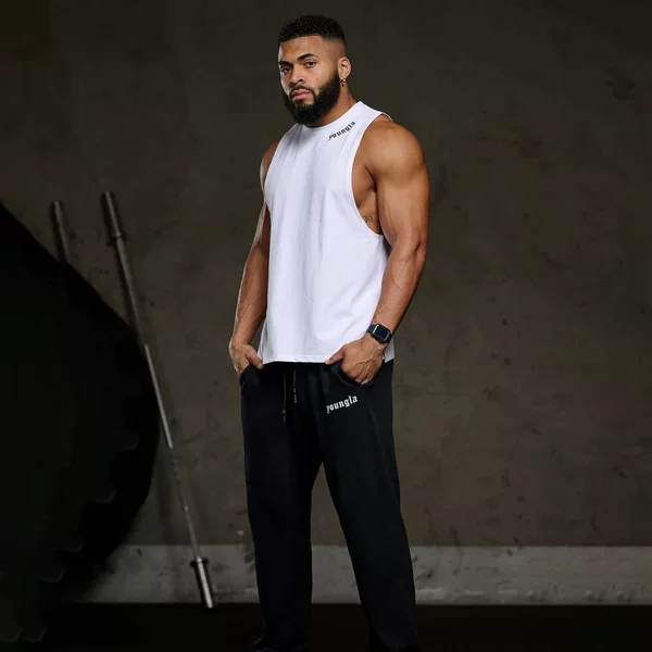 youngla Summer Men's Versatile Simple Round Neck Loose Cotton Top Sports Fitness Sleeveless Vest