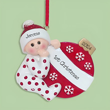 资比 跨境2025创意宝宝婴儿怀抱气球雪花玩耍树脂圣诞挂件饰品