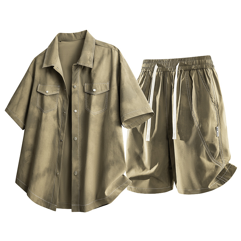 2026 Summer Trendy Couple Set: American Retro Cleanfit Tie-Dye Short-Sleeve Shirt + Stylish Shorts