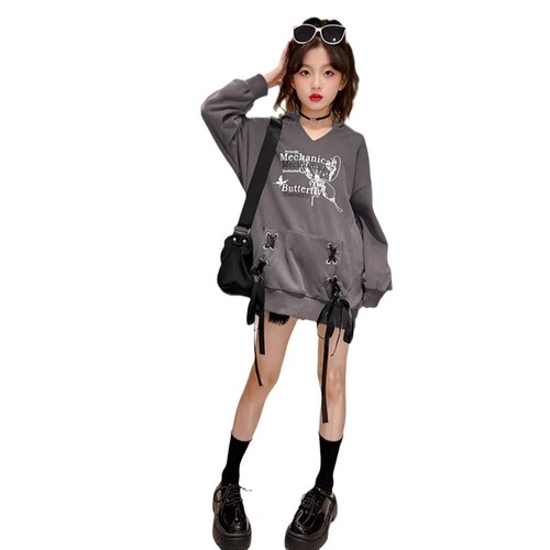 Women's Casual Sweatshirt 2025 Spring and Autumn New Korean Style Stylish Hooded Sweatshirt for Older Children Loose T-Shirt Fashion Top