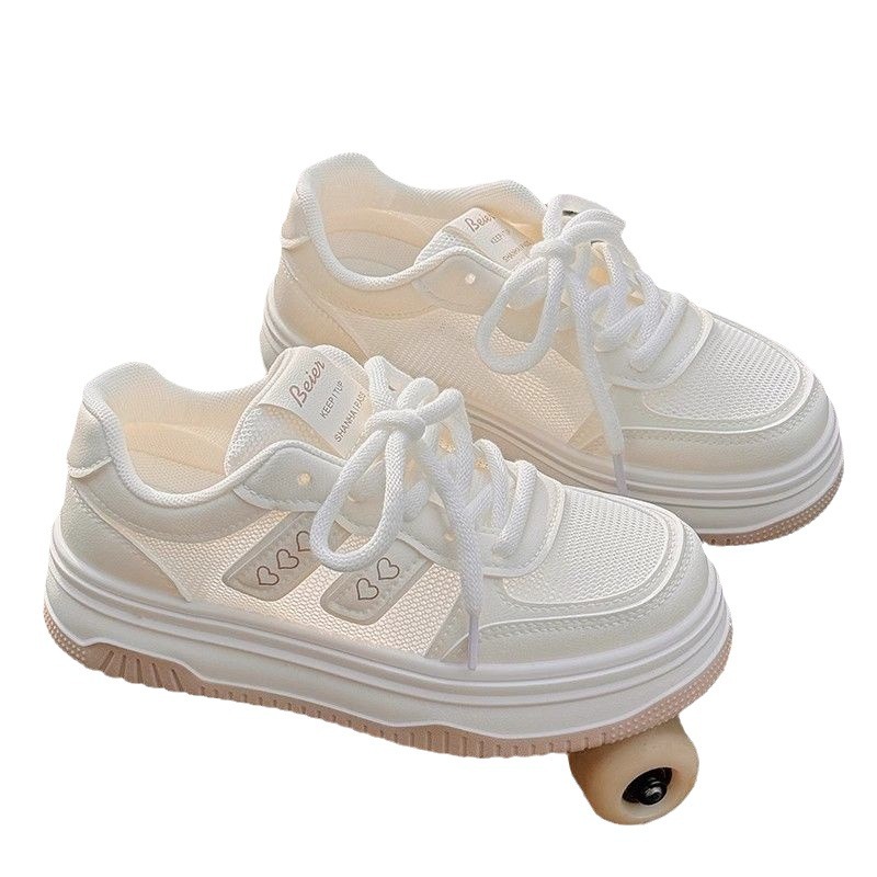 Leche roja en línea Hu Hu Hu zapatos blancos para mujeres 2024 nuevos zapatos casuales transpirables de verano para mujeres nicho con zapatos de skate de falda
