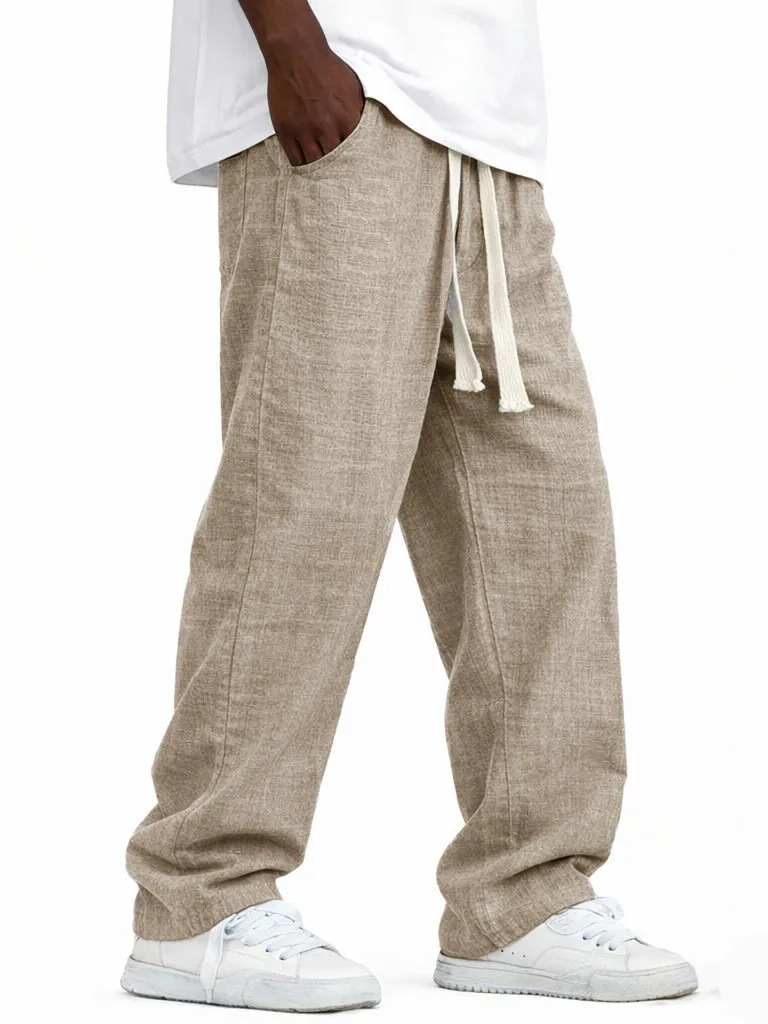 Sommerliche Freizeithose für Herren – Leichte Leinenmischung, gerades Bein, atmungsaktiv und bequem, in verschiedenen Farben erhältlich, auch für große Größen._voghion.com