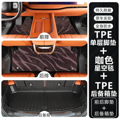 Modelə uyğun ayaqaltı accessories - wey-blue-mountain-2025-model-front-two-rows-double-layertpe-floor-mat-coffee-color-starry-sky-carpet-trunk-mat
