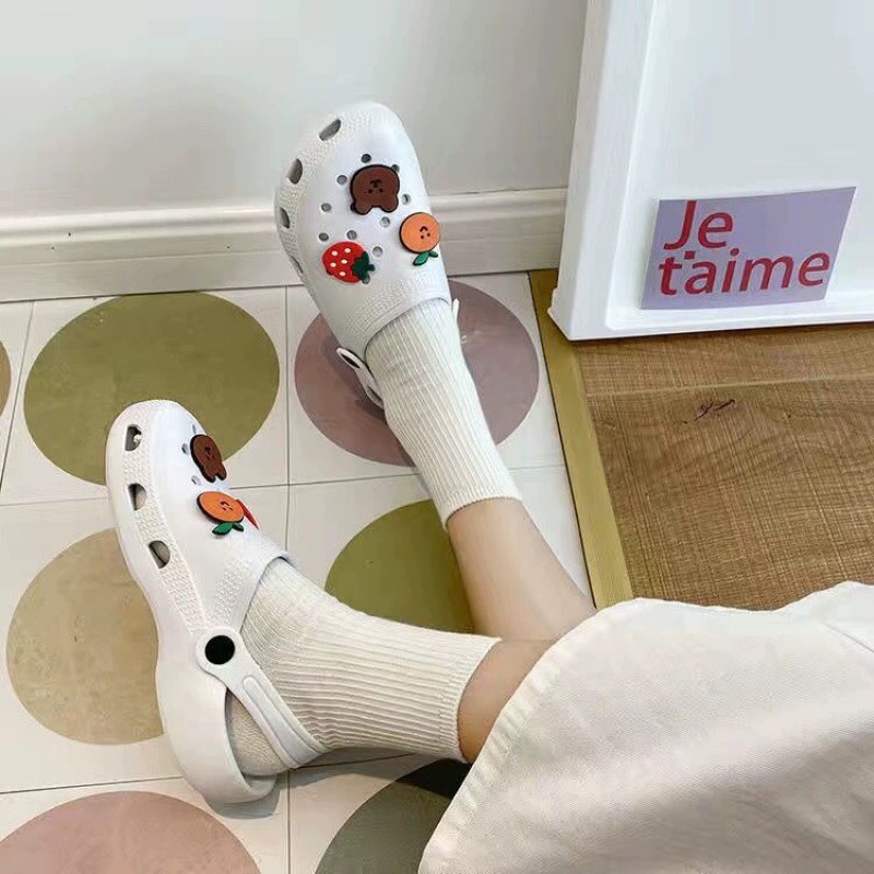 Сетчатые летние нескользящие тапочки в стиле Crocs, платформа, модные мюли с очень высоким каблуком, интернет-знаменитость, женский стиль, эффект увеличения роста, закрытый носок, для прогулок на улице