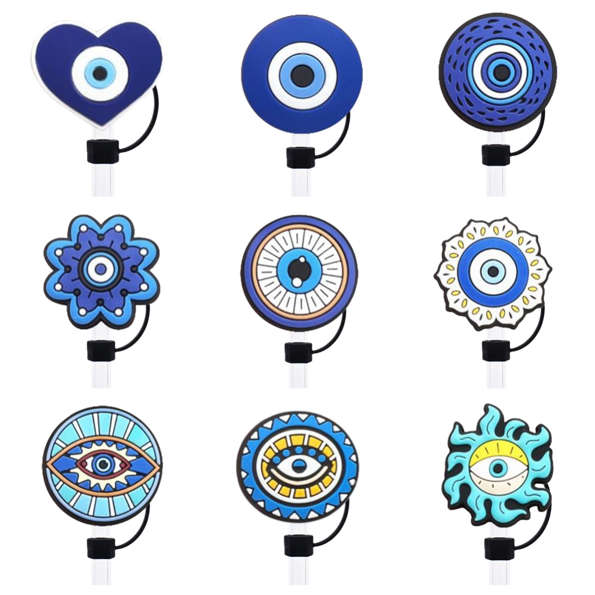 Demon Eye Straw Cup Accessories Reusable 10mm Diameter Dust Plug Heat Selling Silicone Straw Cover