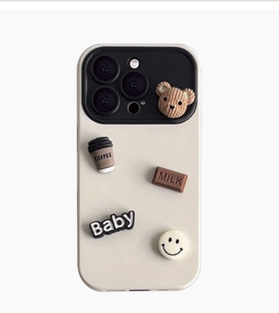 Oso de café tridimensional-blanco y negro LF