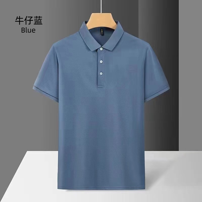 Negocios Camisa de polo de comercio exterior Camiseta de manga corta para hombres solapa suelta verano gama alta TikTok popular Ice Silk Plus size top