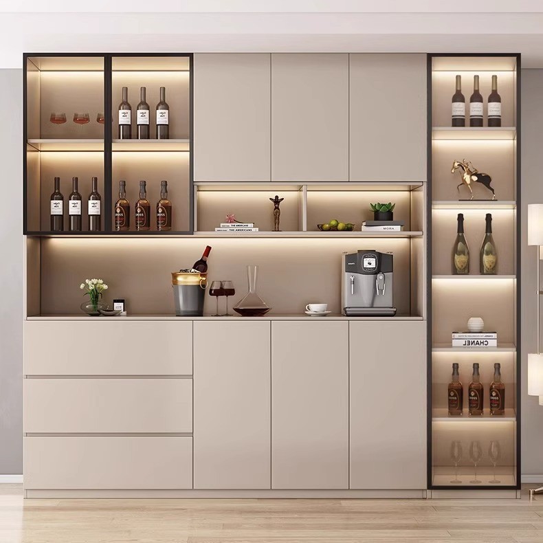 Solid Wood Sideboard Against the Wall Integrated Storage Cabinet Living Room High Cabinet Light Luxury Tea Cabinet Wine Cabinet Kitchen Cabinet