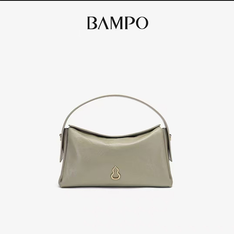 宣璐同款 BAMPO半坡飞檐包 头层牛皮枕头包新款单肩斜挎hobo包女|undefined