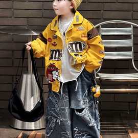 儿童秋款风衣夹克外套2025年时尚新款男女宝宝洋气两件套