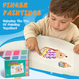 跨境手指画24色彩色画卡画册宝宝儿童涂鸦绘画亚马逊英文版TEMU