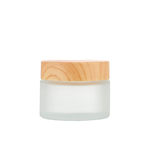 Wood grain cover frosted glass cream bottle 50g60g facial cream bottle travel portable eye cream sample bottle