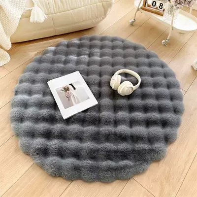 Carpet Door Mat Can Be Car Carpet - gray-thick-bubble-velvet-35cm-round