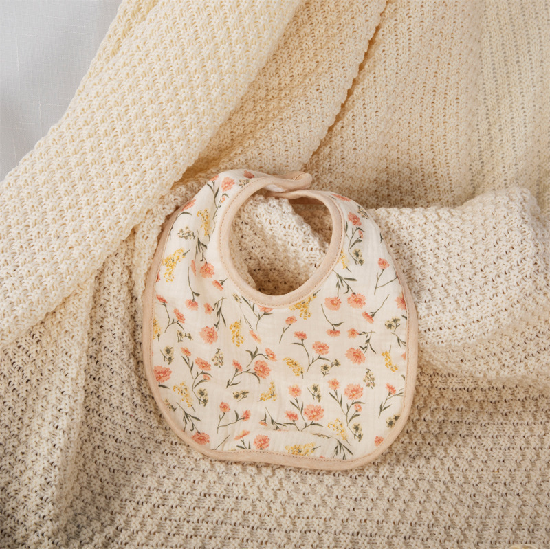 Toalla de saliva en forma de U con estampado de algodón de clase A, gasa de 4 capas de algodón impermeable para bebés, suave y absorbente para hombres y mujeres baberos para bebés