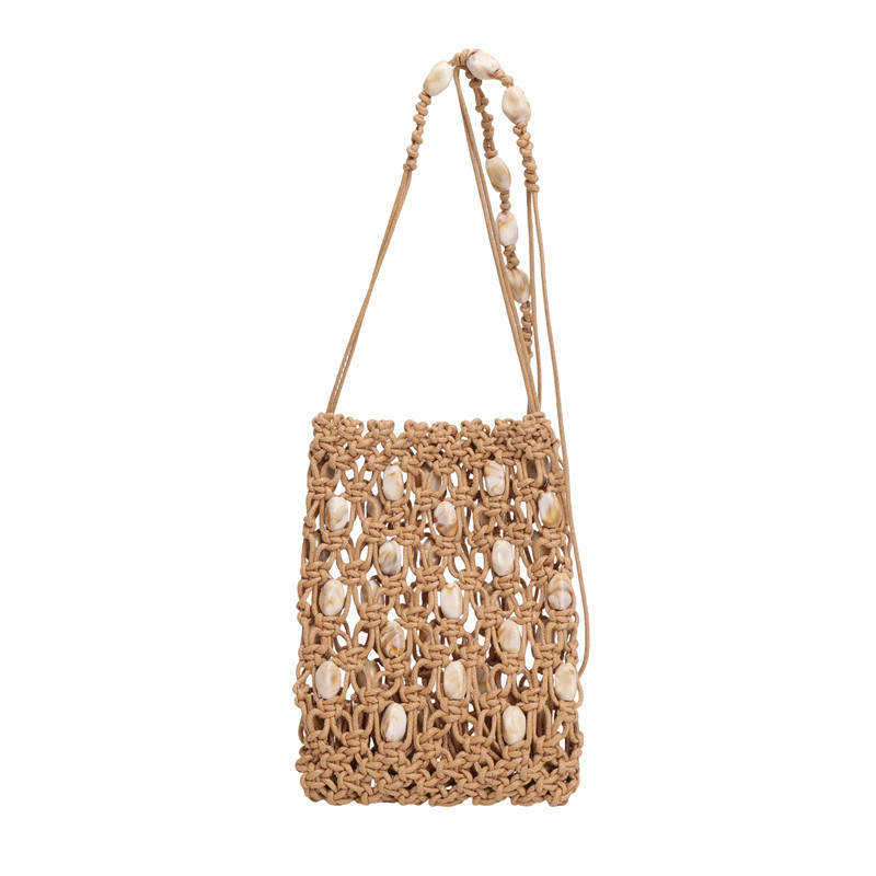 Personalidad de diseño de contraste de color bolsas de tela de paja de moda exterior hueco bolsas de vacaciones de playa de moda diaria image 6