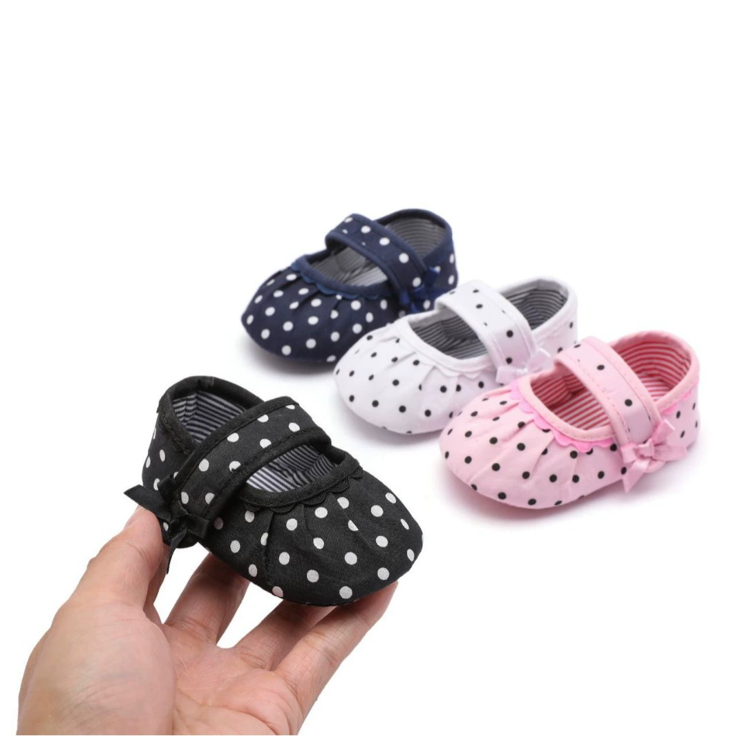 Осенние детские туфли в горошек на липучке оптом, для внешней торговли, новые, из дышащей и износостойкой ткани, в горошек