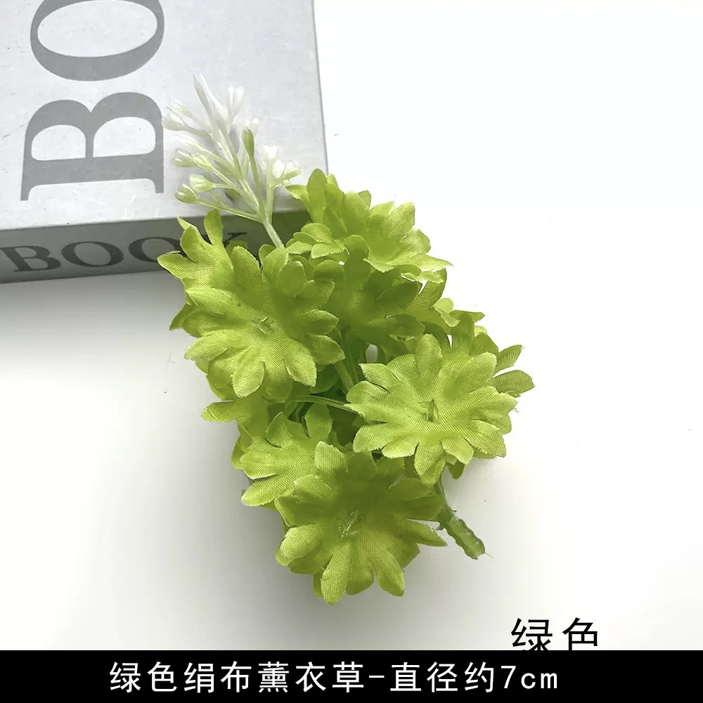 Simulación verde flor al por mayor flor falsa hecha a mano material pinza de flores accesorios de tocado de flor pequeña decoración del salón de bodas