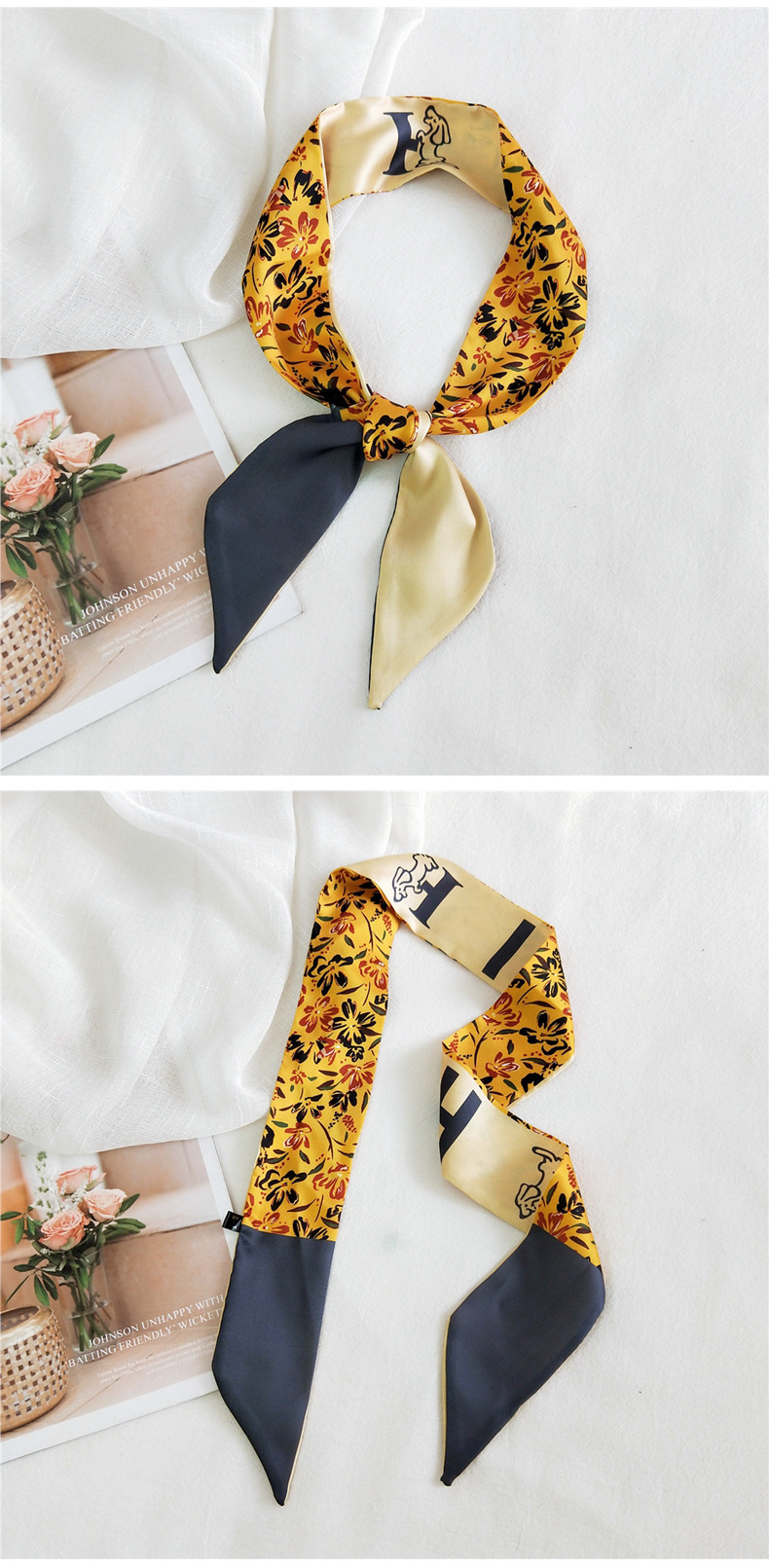 Fashion Simple Silk Ribbon Scarf display picture 9