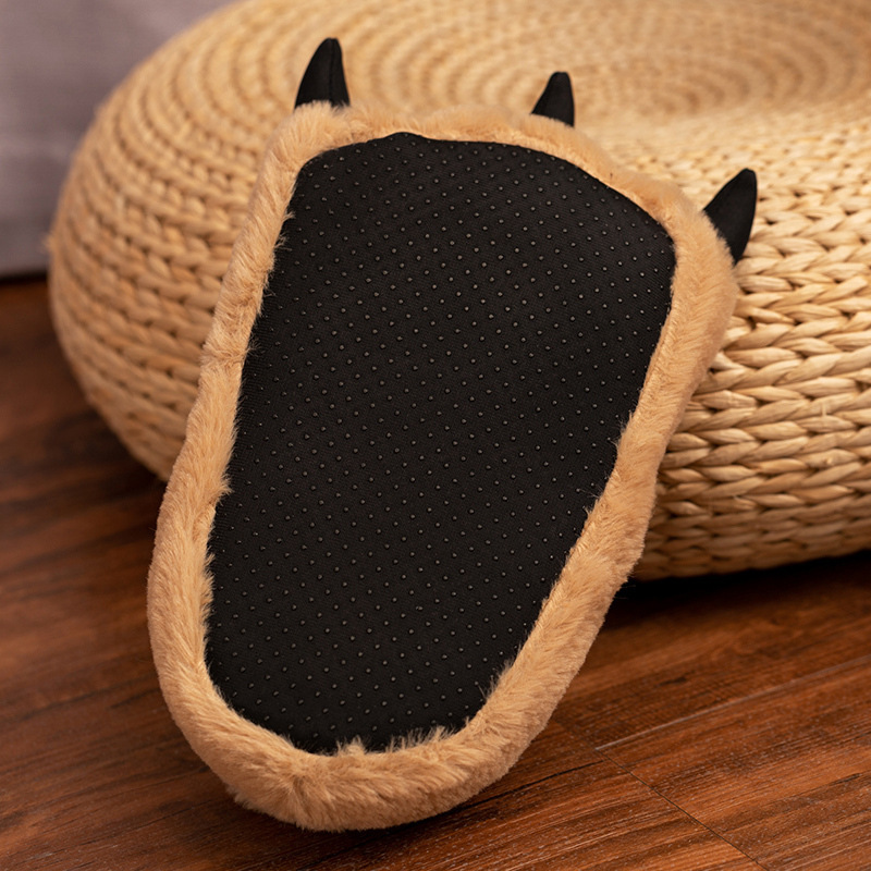 Zapatos de algodón de felpa de pata de oso de dibujos animados pies grandes zapatillas de interior de invierno patas de gato lindo zapatos de tacón cálido para el hogar navideño