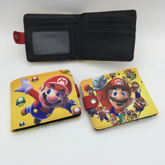Nuevo Super Mary cartera corta Super Mario estudiante unisex pu cuero Snap cartera