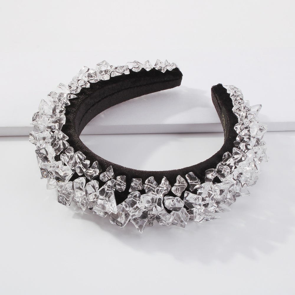 Fashion Transparent White Corduroy Transparent Resin Wide Brim Headband