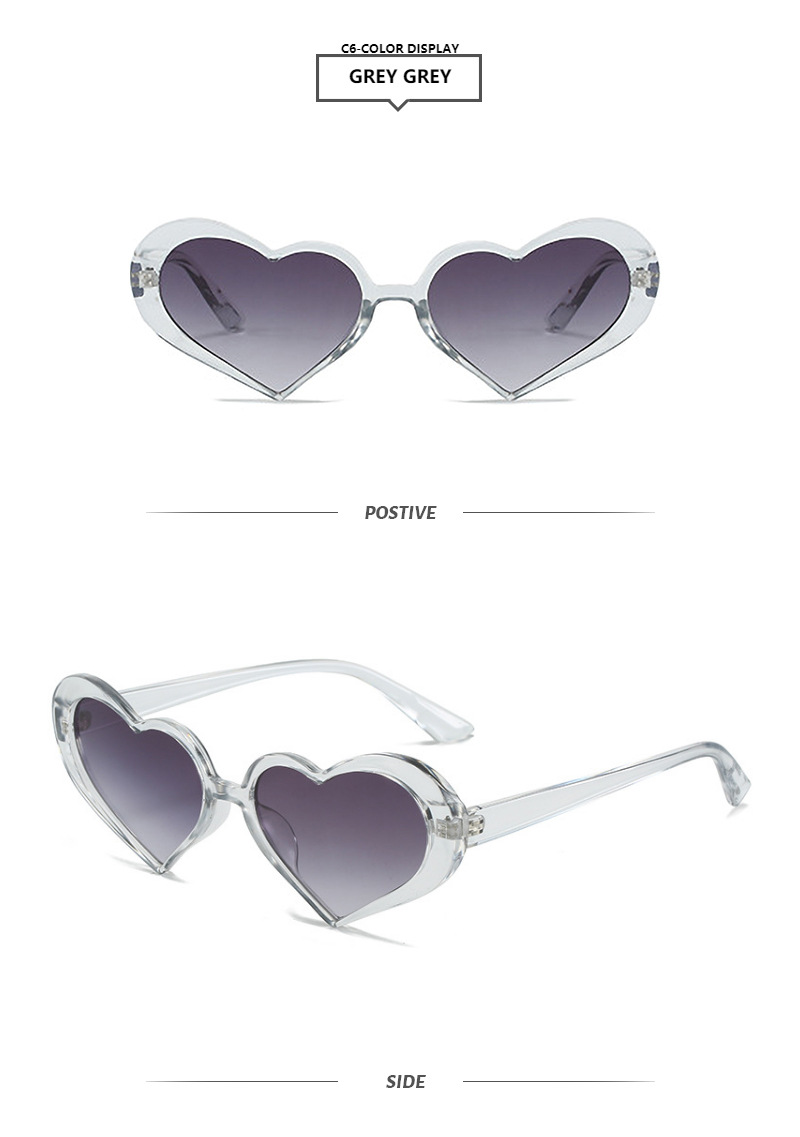 Unisex Gender Retro Heart Shape Ac UV400 Protection Special-Shaped Mirror Full Frame Women's Sunglasses