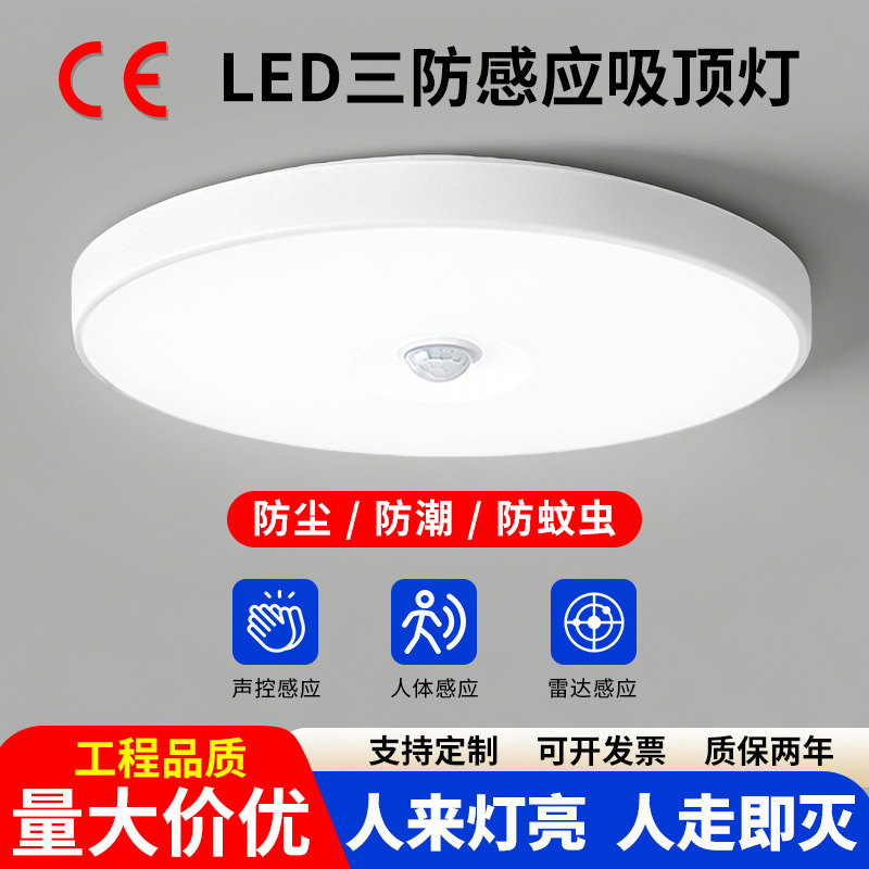 Led Infrared Sensor Three-Proof Ceiling Light with Human Radar and Voice Control for Corridors, Balconies, and Property Lighting with Smart Sensing Led Infrared Sensor Three-Proof Ceiling Light with Human Radar and Voice Control for Corridors, Balconies, and Property Lighting with Smart Sensing