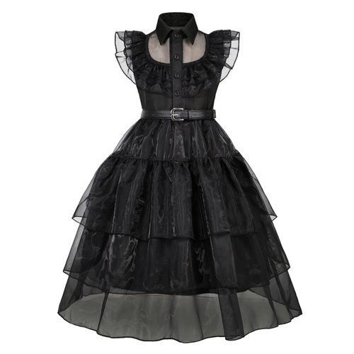 Wednesday Halloween Kids Adam Black Dress Costume Cross-border Dropshipping One Piece
