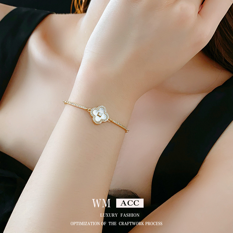 Oro real flor de fritillaria pulsera de zircon pulsera temperamento de moda coreana nicho lujo ligero joyas al por mayor