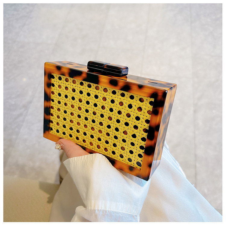 New fashionable green wicker acrylic bag for cross-border foreign trade women, evening bag, single-shoulder crossbody banquet clutch undefined