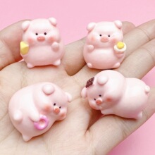 亮面立体可爱小猪树脂配件diy奶油胶发饰钥匙扣吊坠 车载摆件装饰