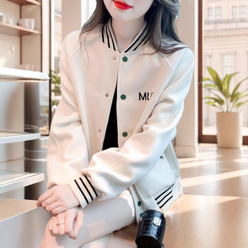 2025秋季新款美式棒球服开衫外套女冬加绒宽松百搭撞色休闲上衣服|undefined