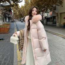 实拍莫斯科的冬三星羽绒棉大毛领短过膝中长款加厚时尚羽绒服