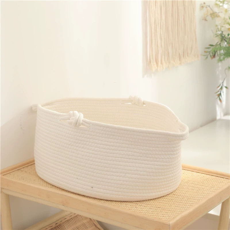 Плетёные хлопковые корзины Handwoven Cotton Rope Storage Baskets - белые/коричневые, наборы маленькие и большие для игрушек, одежды, закусок