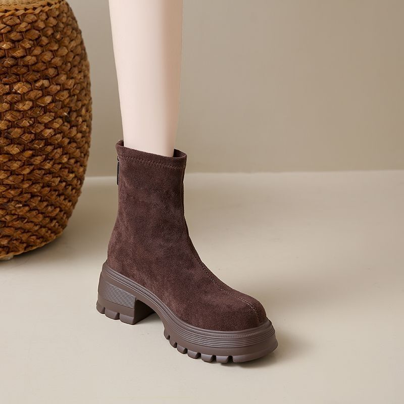 Autumn and Winter Boots Warm Platform Thick Sole 2025 New Thin Non-Slip Mid-Length Style Fashionable and Lightweight