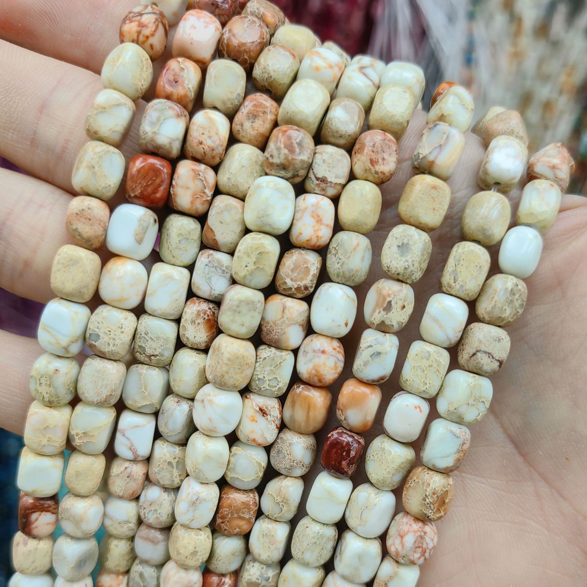 Ventas transfronterizas calientes de piedra imperial natural 5mm * 7mm con forma cuadrada multicolor perlas dispersas productos semiacabados joyas diy