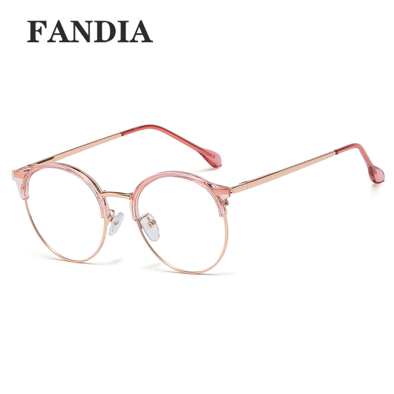95602 nuevas gafas de marco de suministro de comercio exterior TR90 marco redondo gafas lisas marco completo de mujer gafas de luz anti-azul transfronterizo