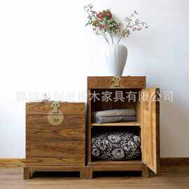 老榆木角柜中式实木墙角边柜转角小柜子客厅实木立柜卧室储物木柜