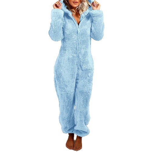 Eco-friendly and Environmentally Conscious Women's Autumn/Winter New Fashion One-piece Top with Hooded Long Sleeve Plush Bodysuit