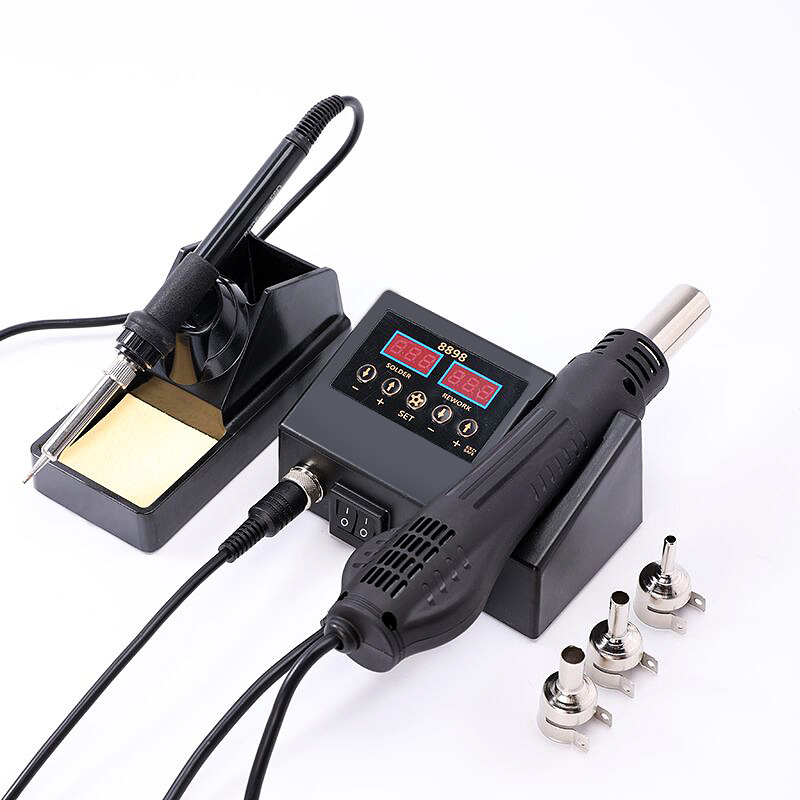 8898热风枪拆焊台110V220V双数显二合一可控温电烙铁焊枪